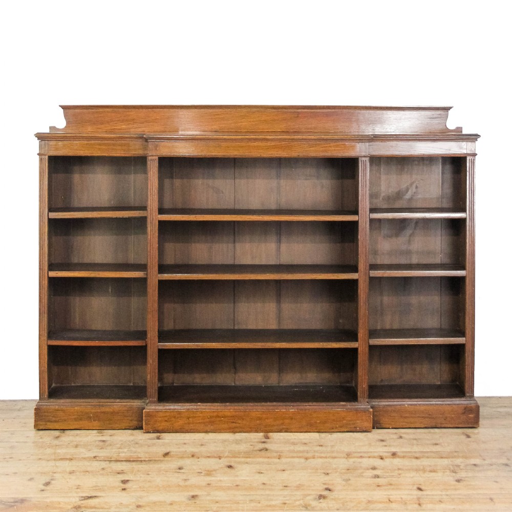 Antique Edwardian Oak Breakfront Bookcase
