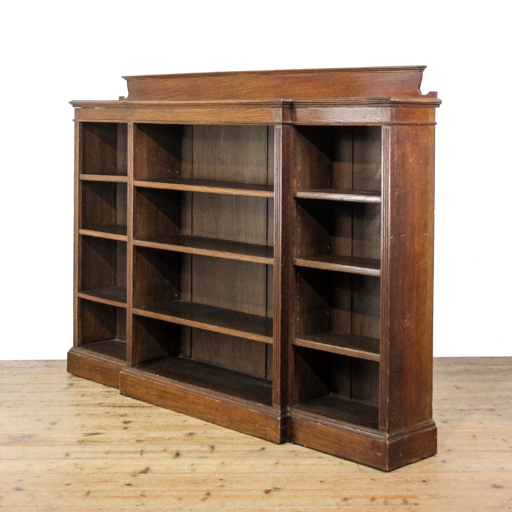 Antique Edwardian Oak Breakfront Bookcase
 View II