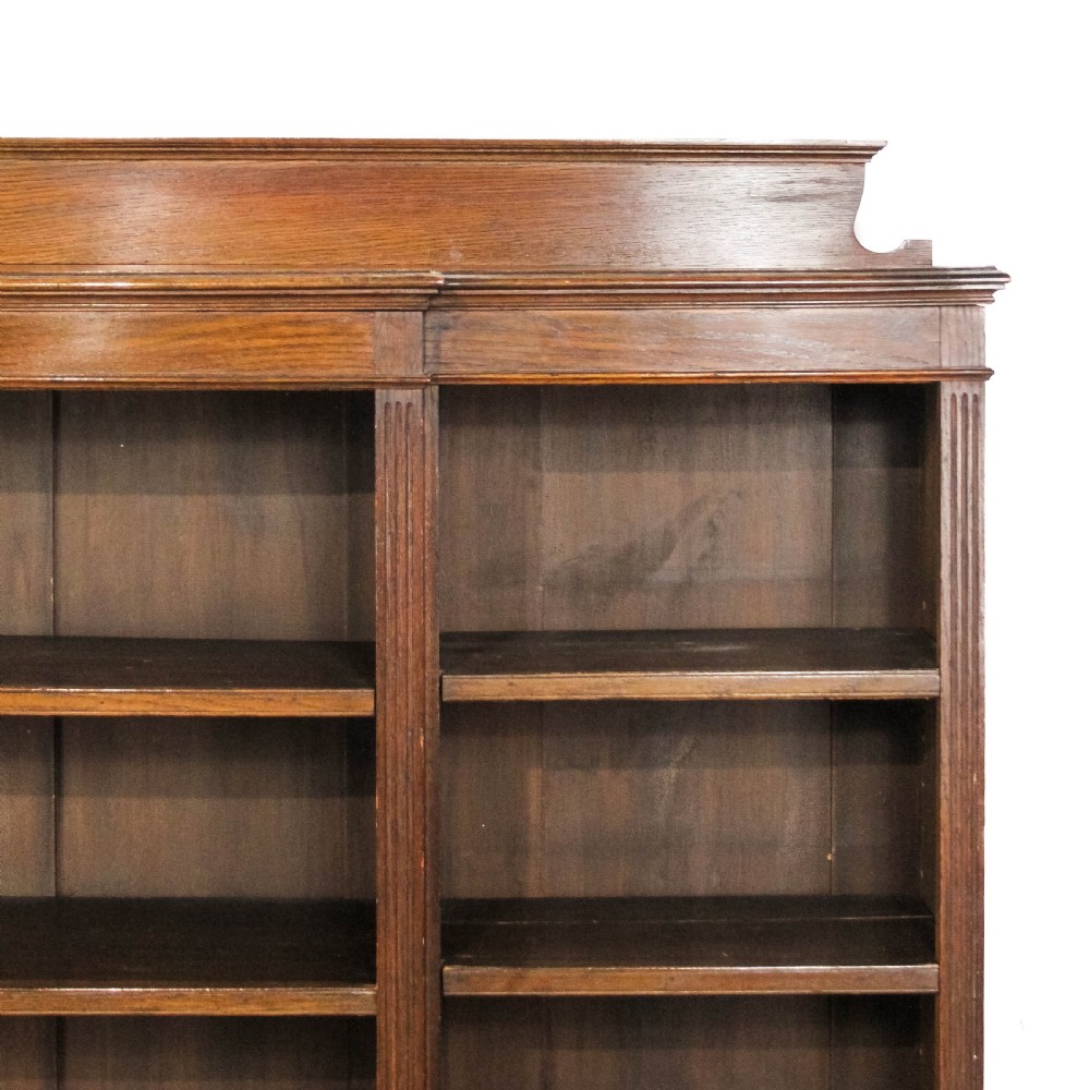 Antique Edwardian Oak Breakfront Bookcase
 View VI