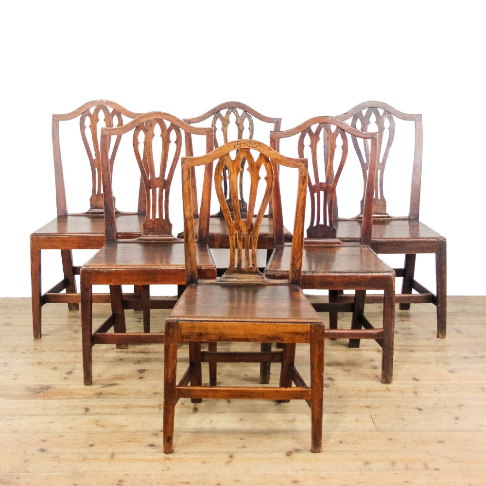 Antique Set of Six 19th Century Oak Dining Chairs
