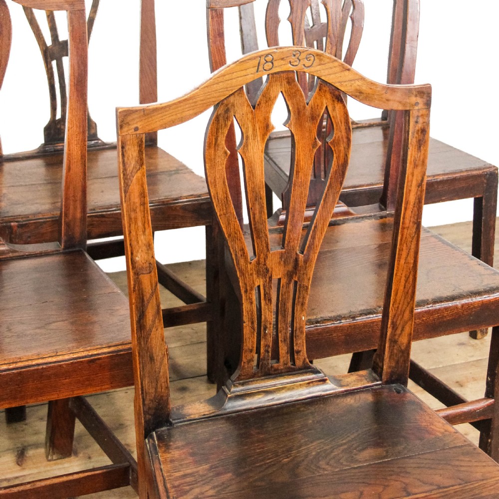 Antique Set of Six 19th Century Oak Dining Chairs
 View IV