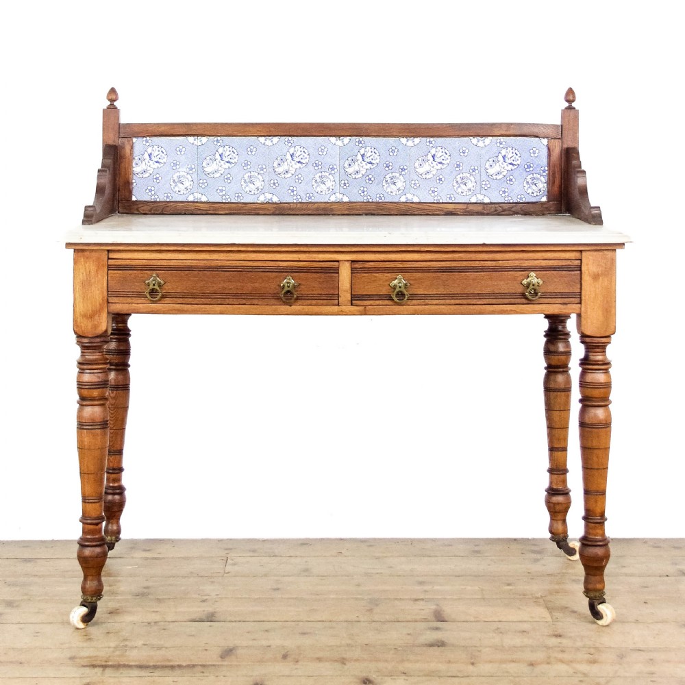 Antique Victorian Ash and Marble Aesthetic Style Washstand
