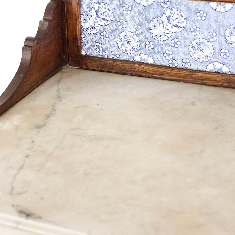 Antique Victorian Ash and Marble Aesthetic Style Washstand
 View II