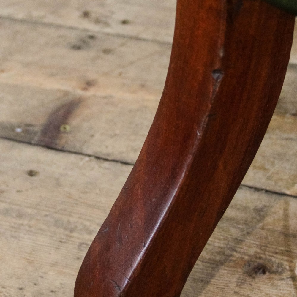 Antique Green Leather Button Back Armchair
 View IX