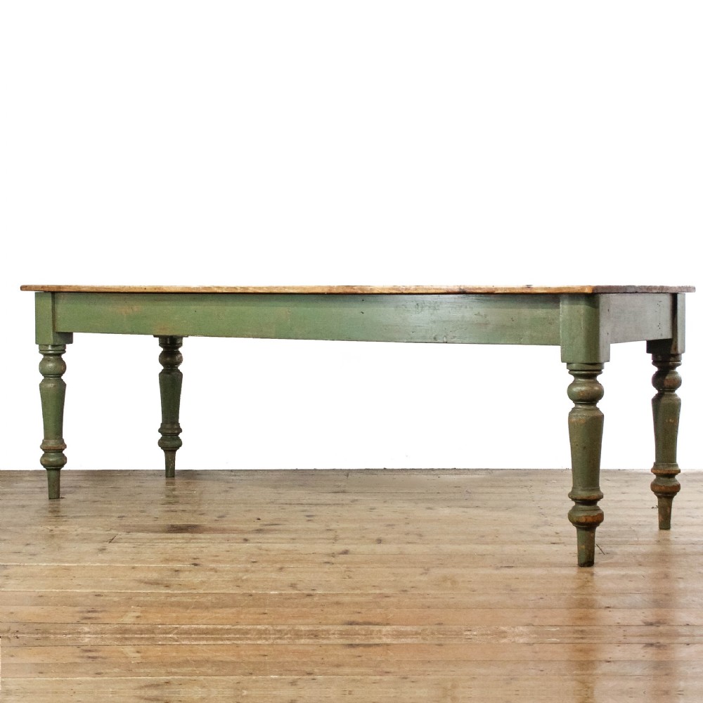Large Antique Painted Pine Farmhouse Kitchen Table 
