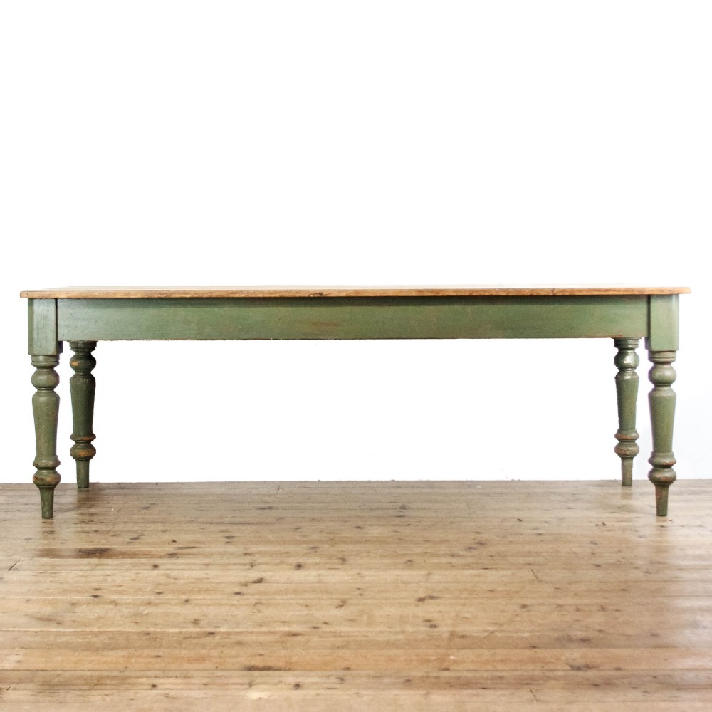 Large Antique Painted Pine Farmhouse Kitchen Table 
 View IV