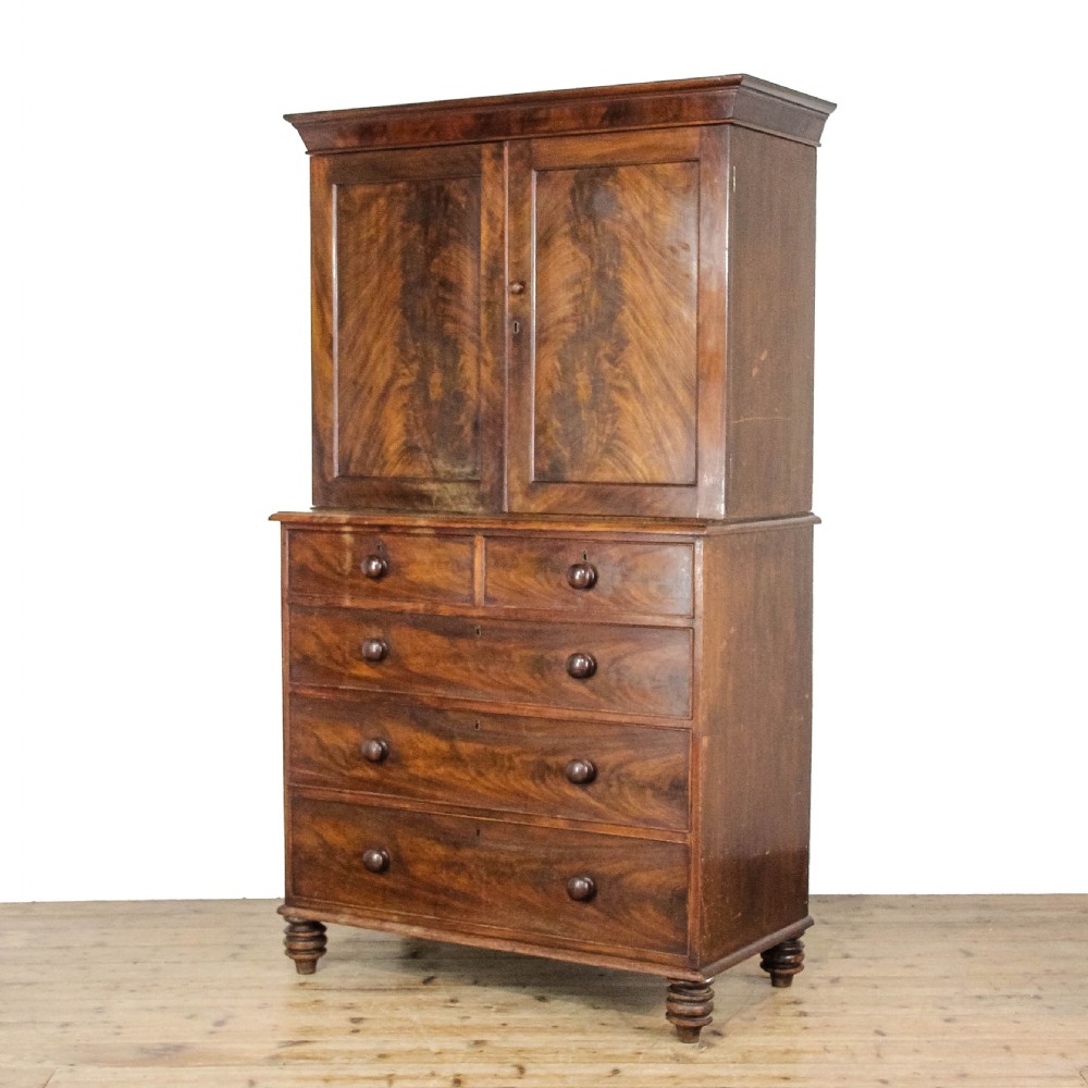 Antique Victorian Mahogany Linen Press Cupboard    View II
