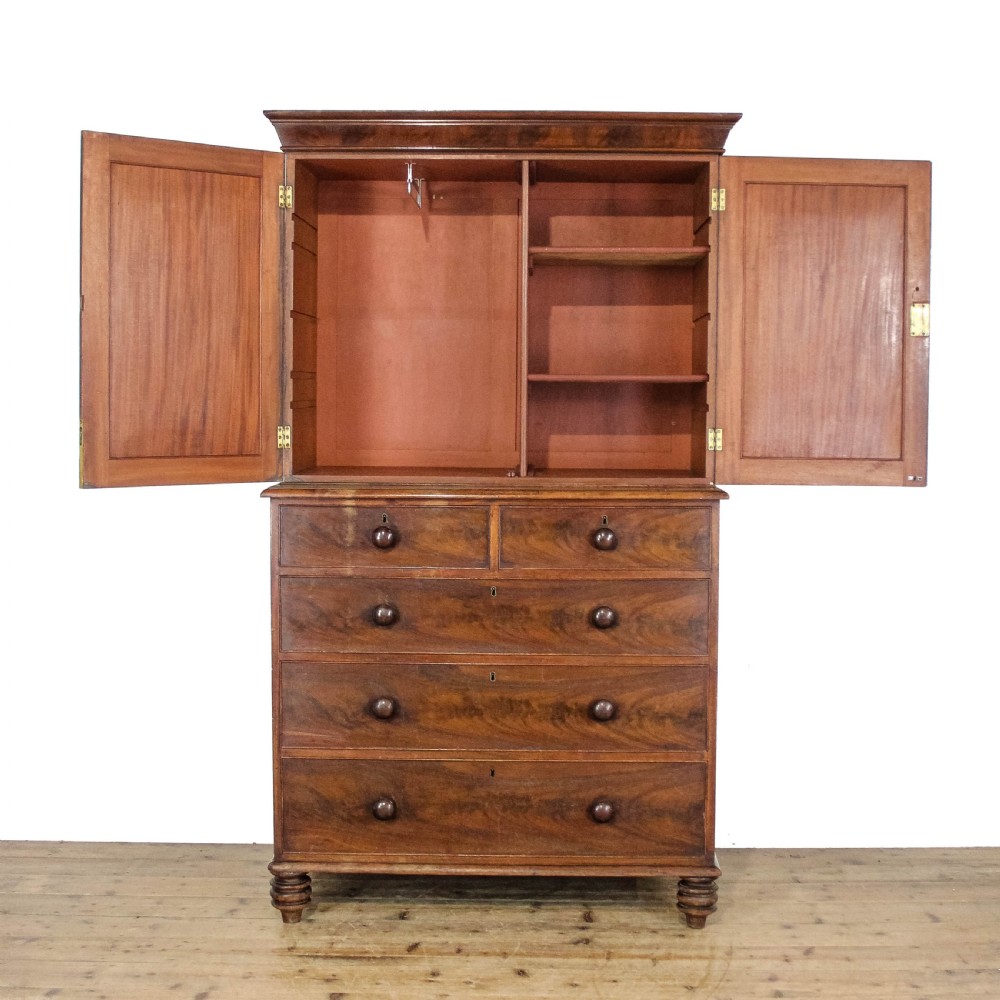 Antique Victorian Mahogany Linen Press Cupboard    View XV