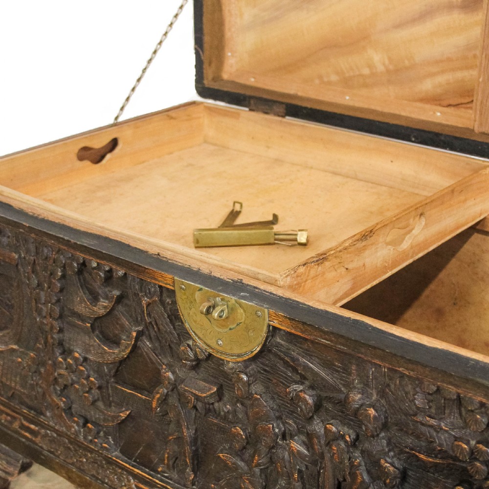 Early 20th Century Carved Camphorwood Trunk
 View VI