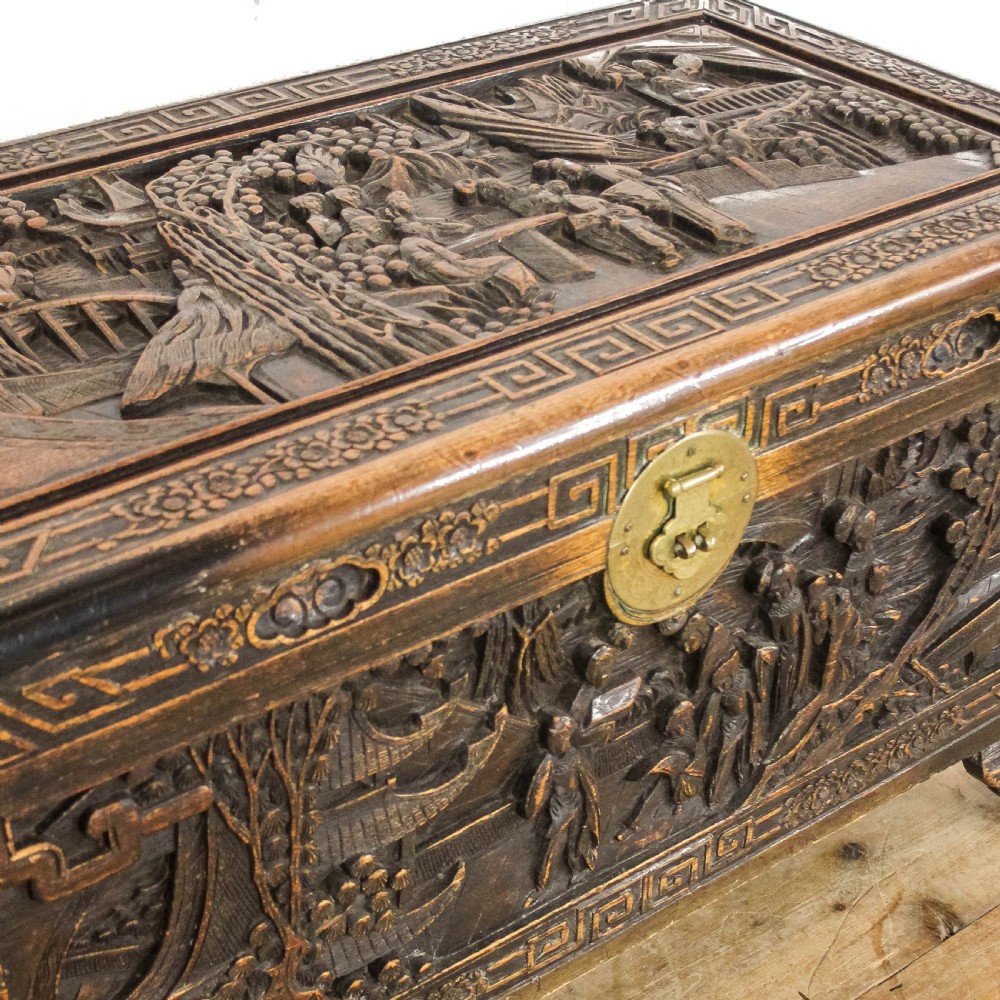 Early 20th Century Carved Camphorwood Trunk
 View XII