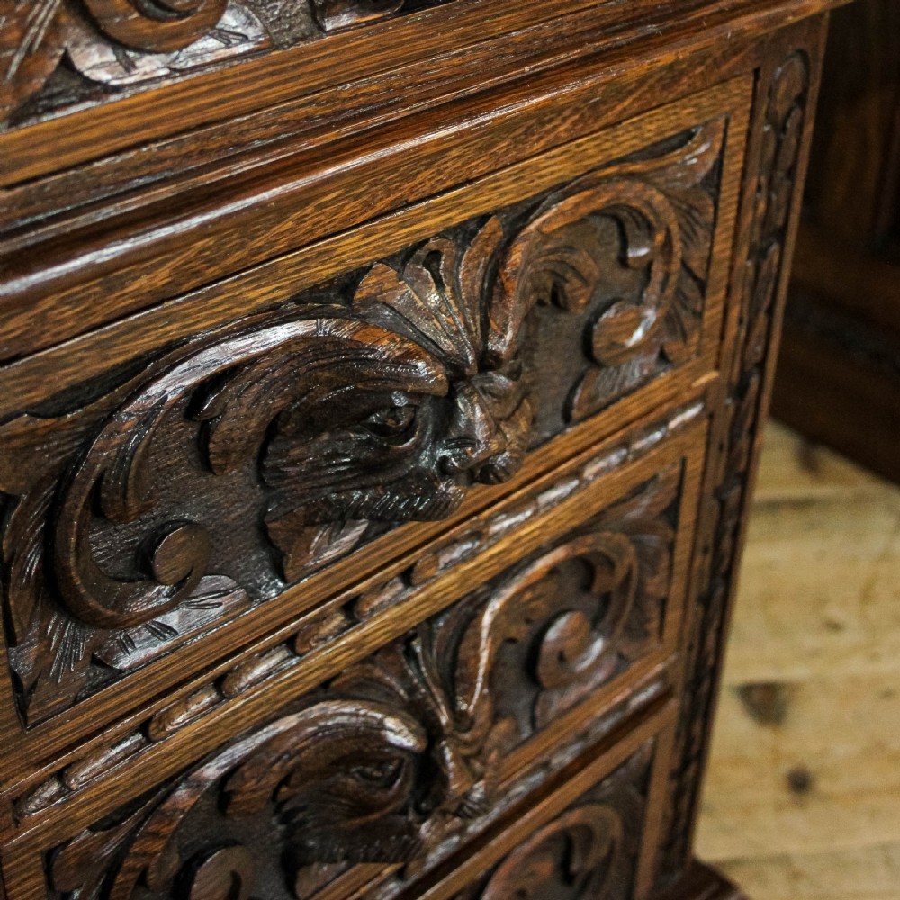 Antique Carved Oak Green Man Writing Desk
 View VIII