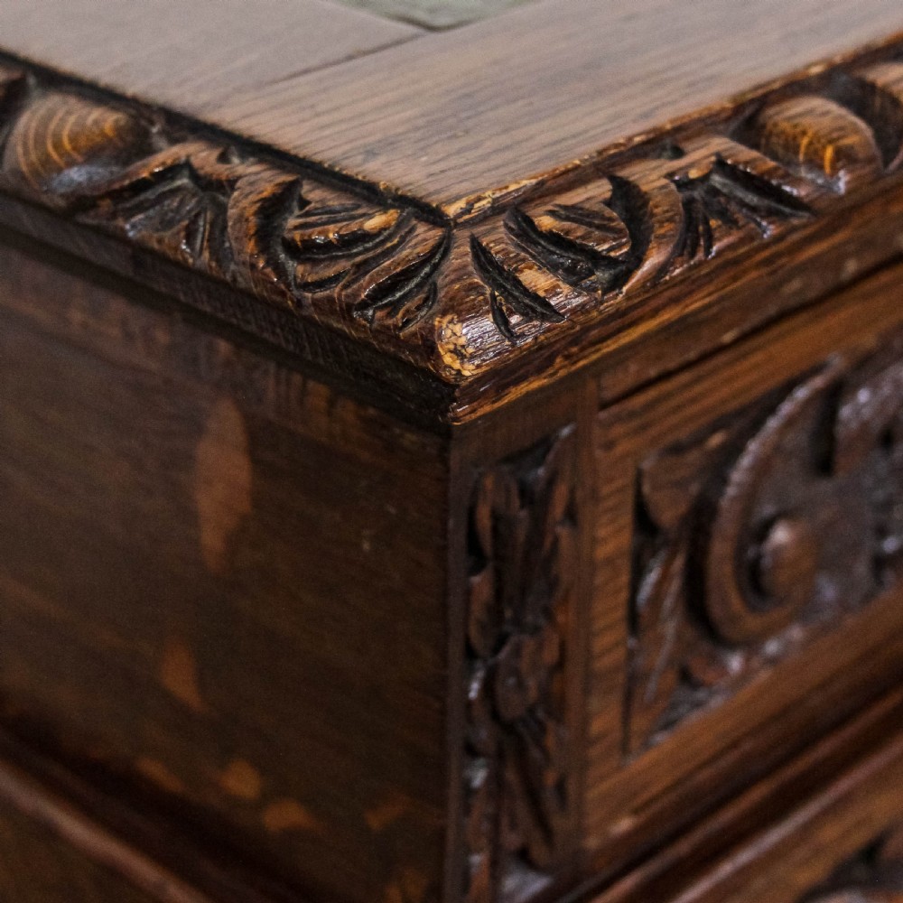 Antique Carved Oak Green Man Writing Desk
 View XI