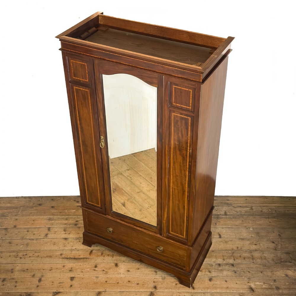 Antique Edwardian Mahogany Mirrored Wardrobe 
 View IX