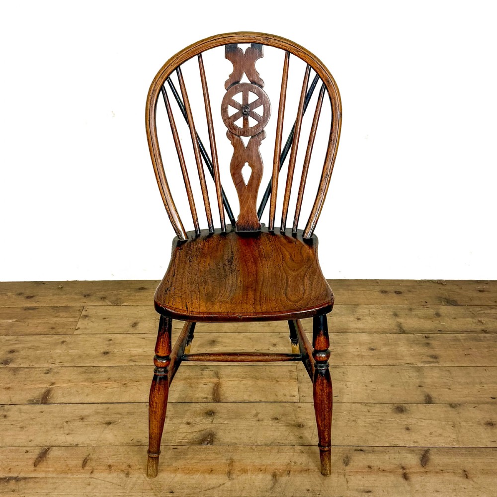 Antique Set of Seven Wheelback Kitchen Chairs
 View XI