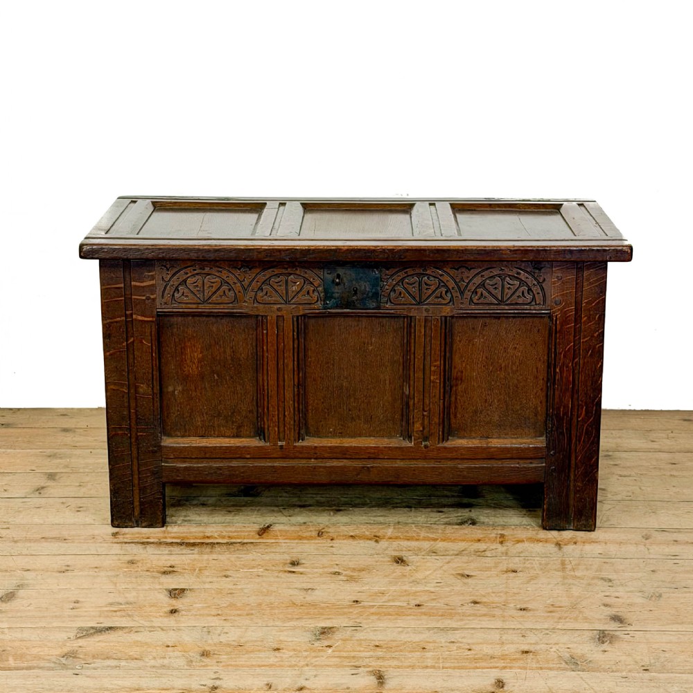 Antique Oak Carved Coffer
