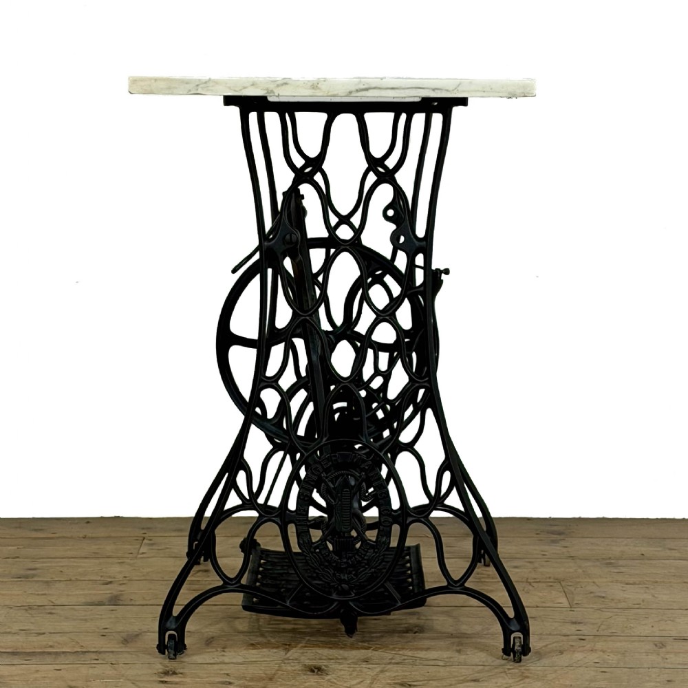 Antique Singer Sewing Machine Table with Marble Top
 View V