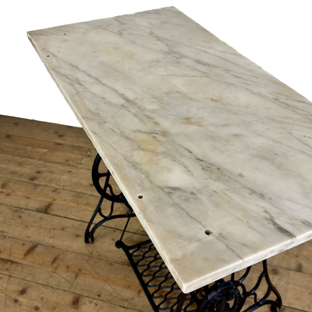 Antique Singer Sewing Machine Table with Marble Top
 View VII