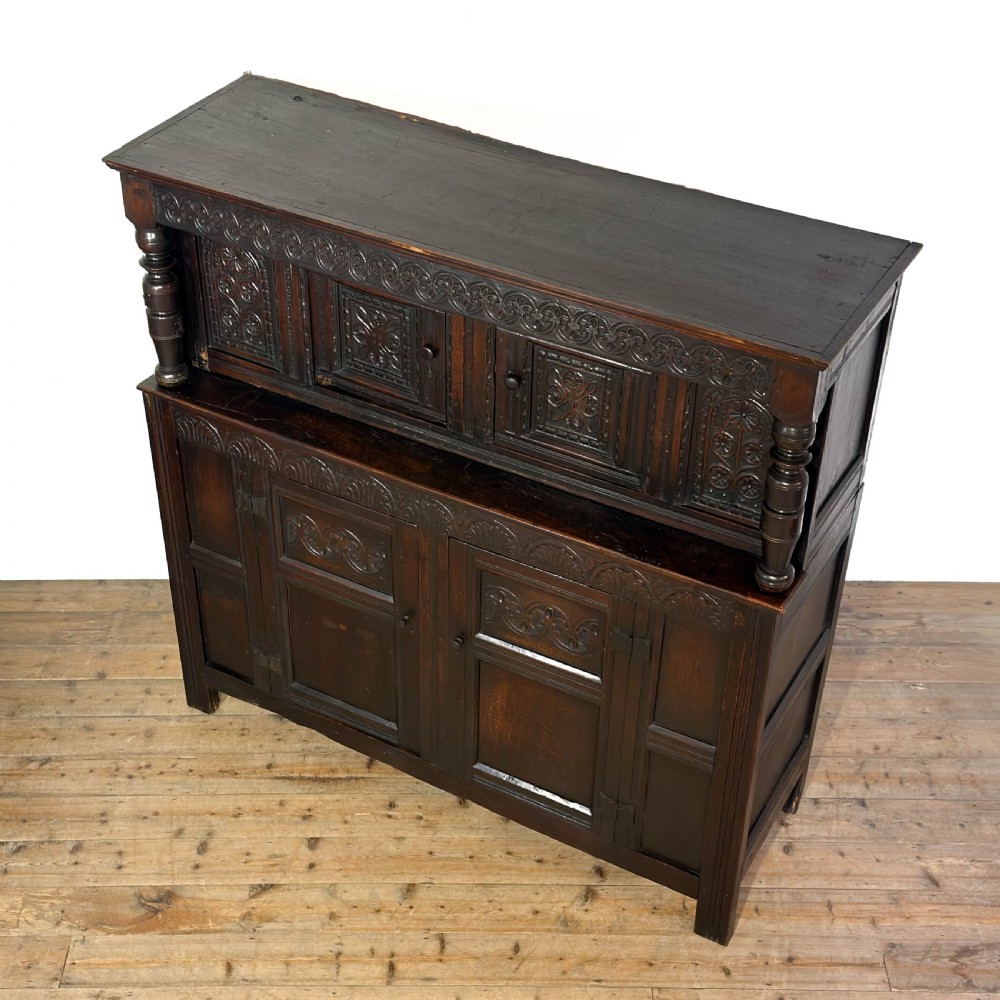Antique 17th Century Style Oak Court Cupboard View II