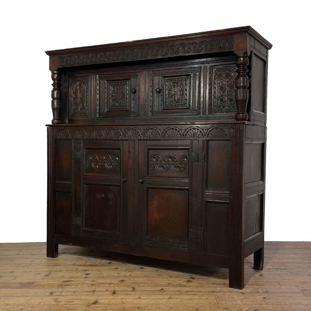 Antique 17th Century Style Oak Court Cupboard View III