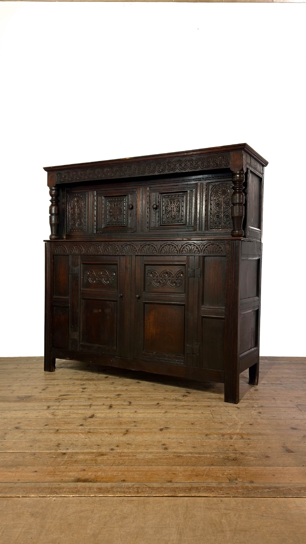 Antique 17th Century Style Oak Court Cupboard View VI