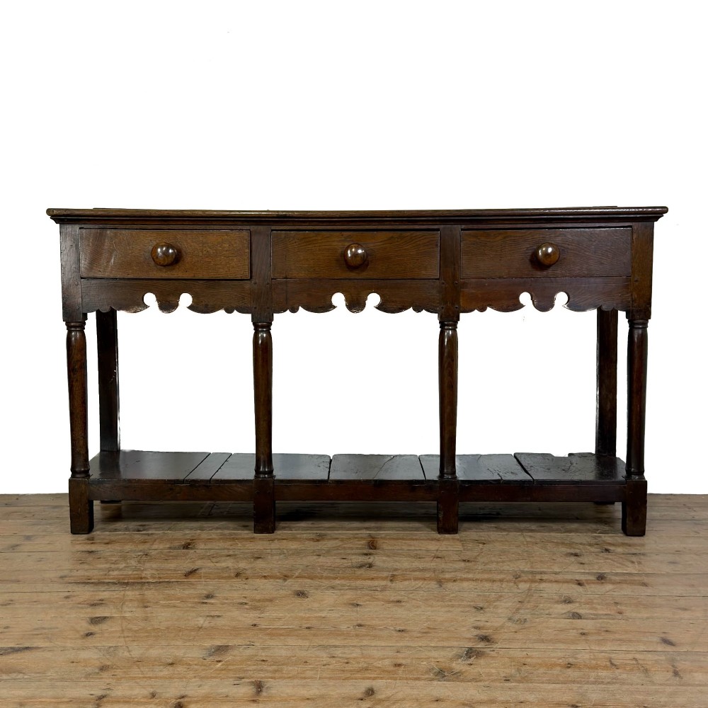 Antique 18th Century Oak Welsh Dresser Base View X