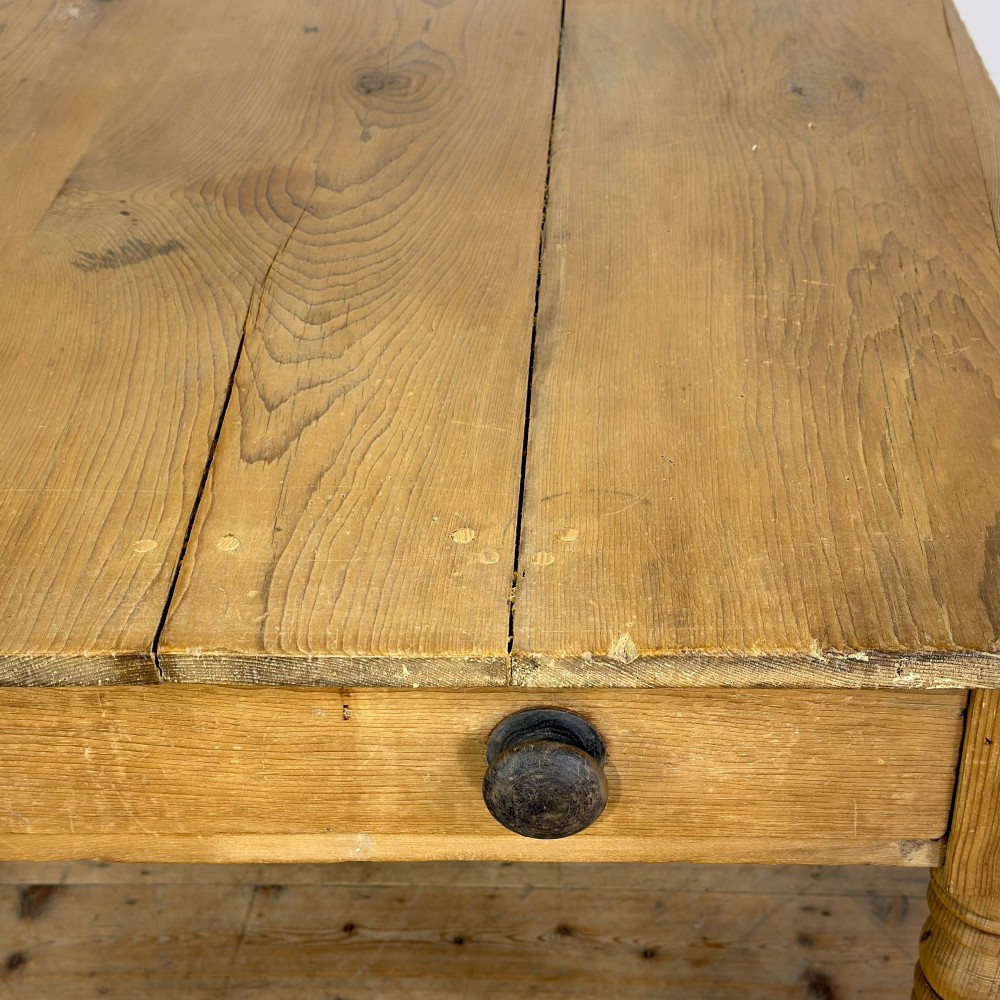 Antique Rustic Pine Kitchen Table View VIII