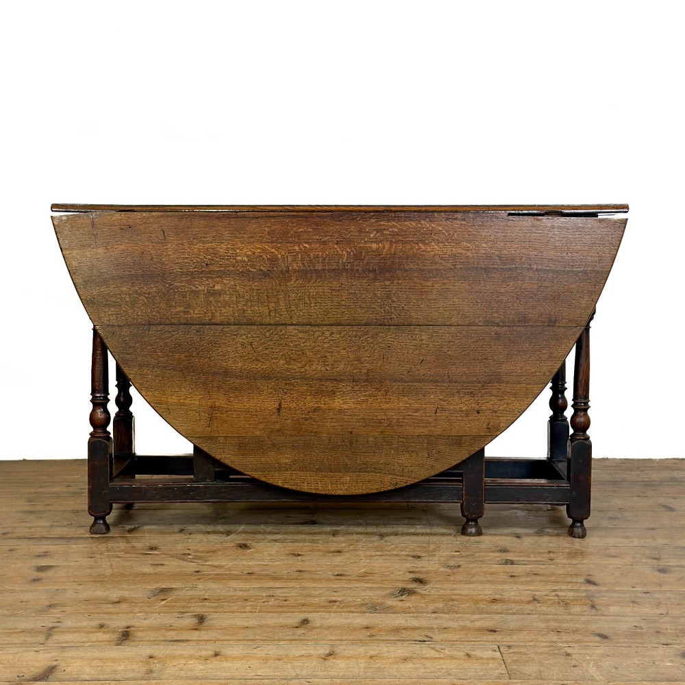 Antique Georgian Oak Gate Leg Dining Table View VI