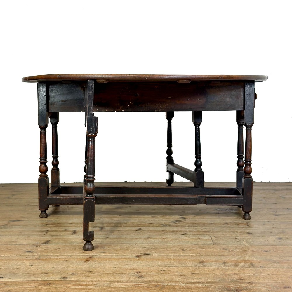 Antique Georgian Oak Gate Leg Dining Table View VII