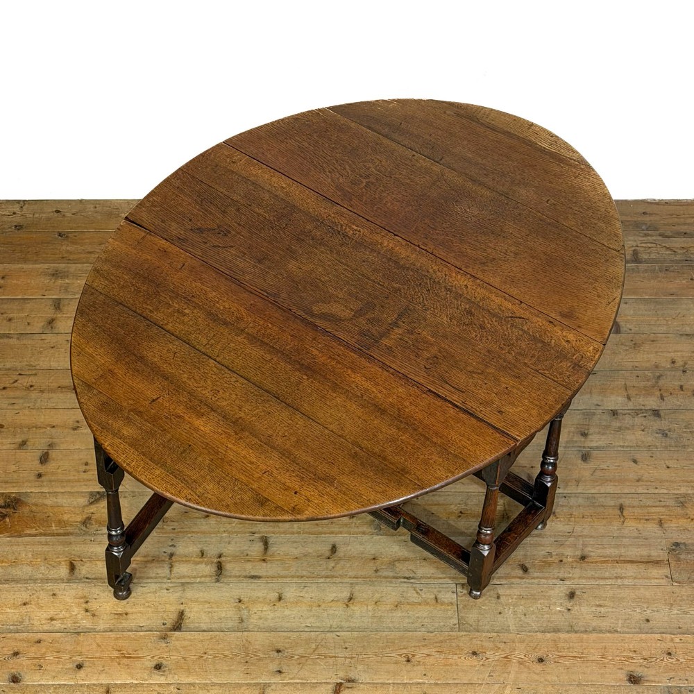 Antique Georgian Oak Gate Leg Dining Table View IX