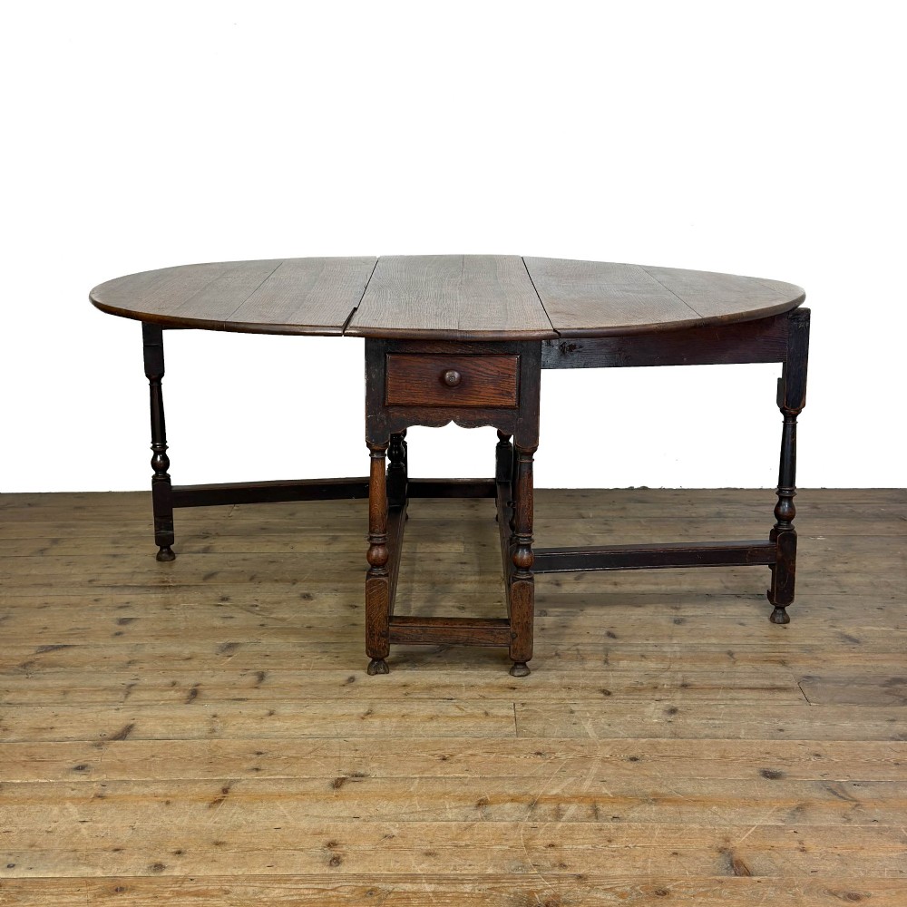 Antique Georgian Oak Gate Leg Dining Table View XI