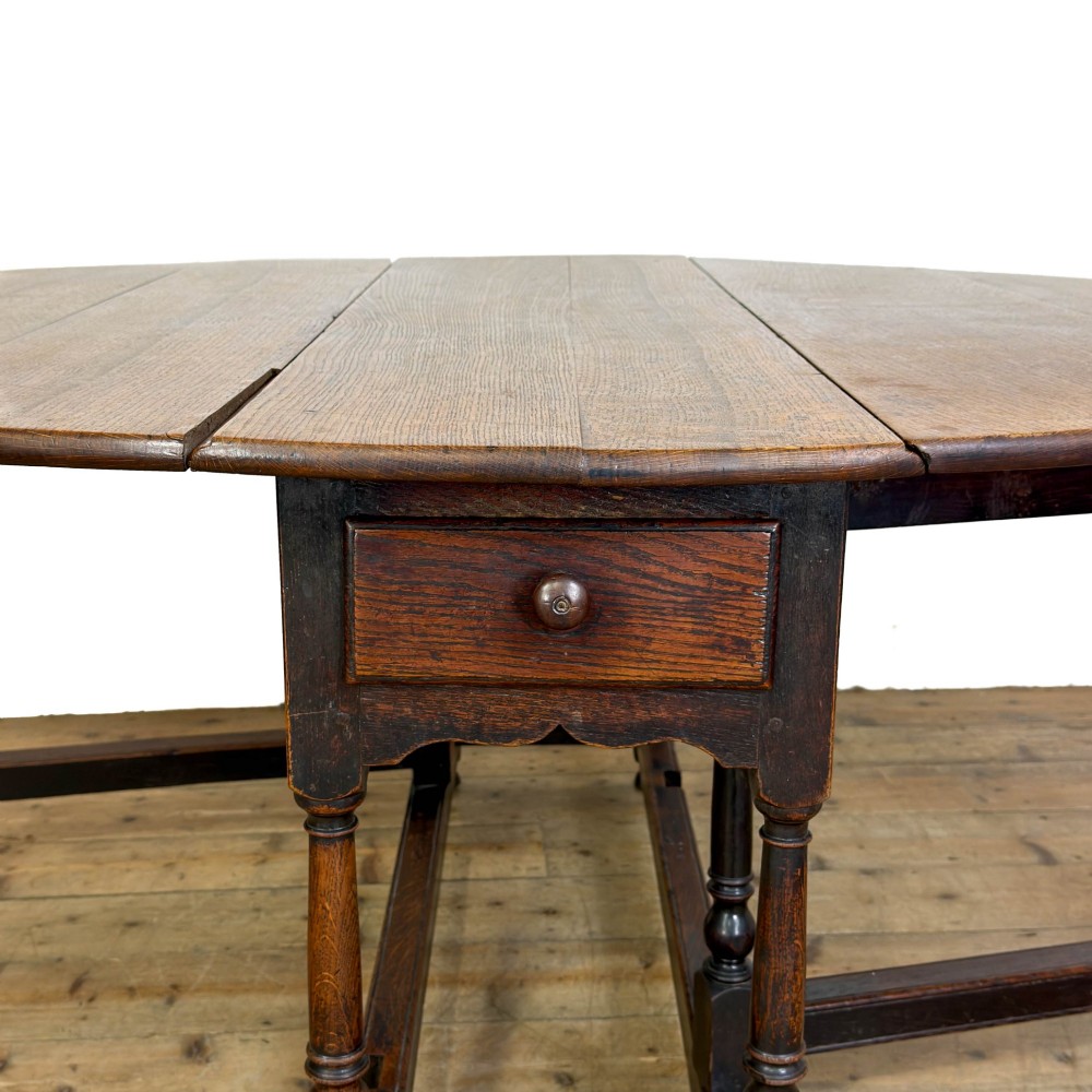 Antique Georgian Oak Gate Leg Dining Table View XII