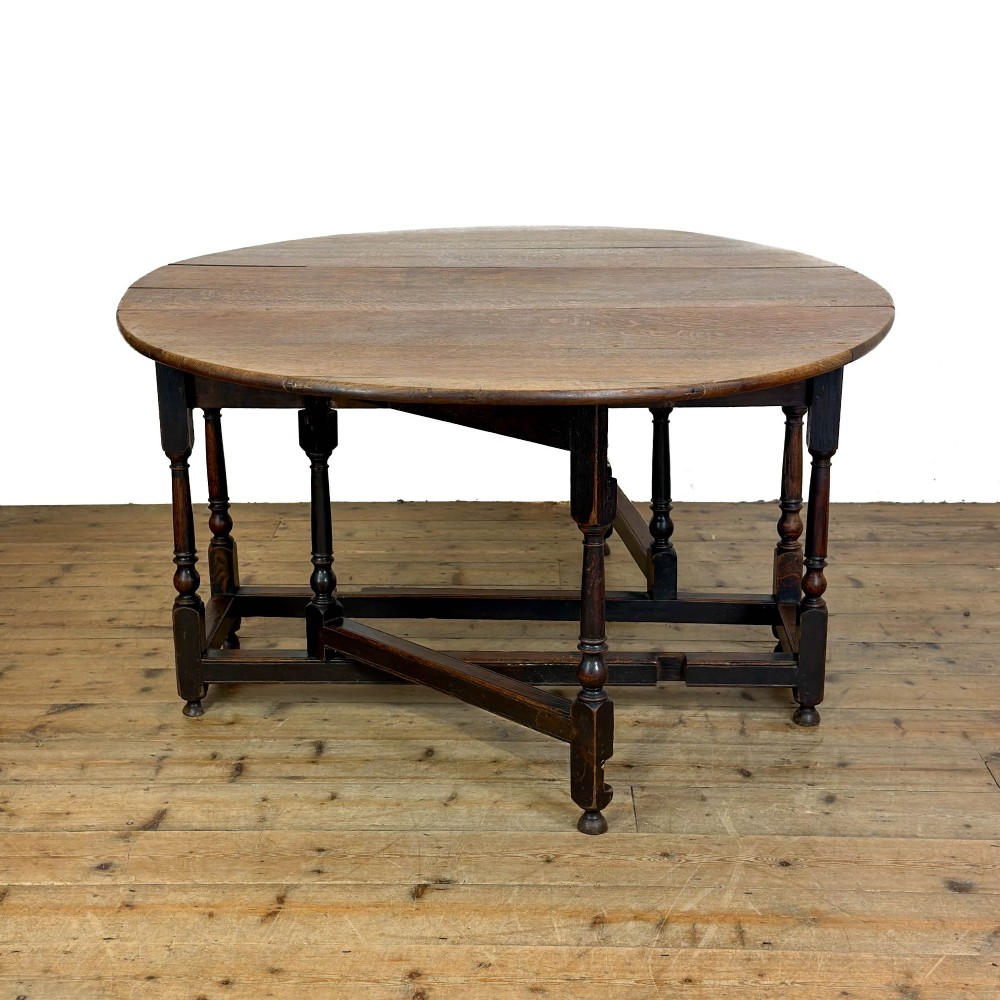 Antique Georgian Oak Gate Leg Dining Table View XIII