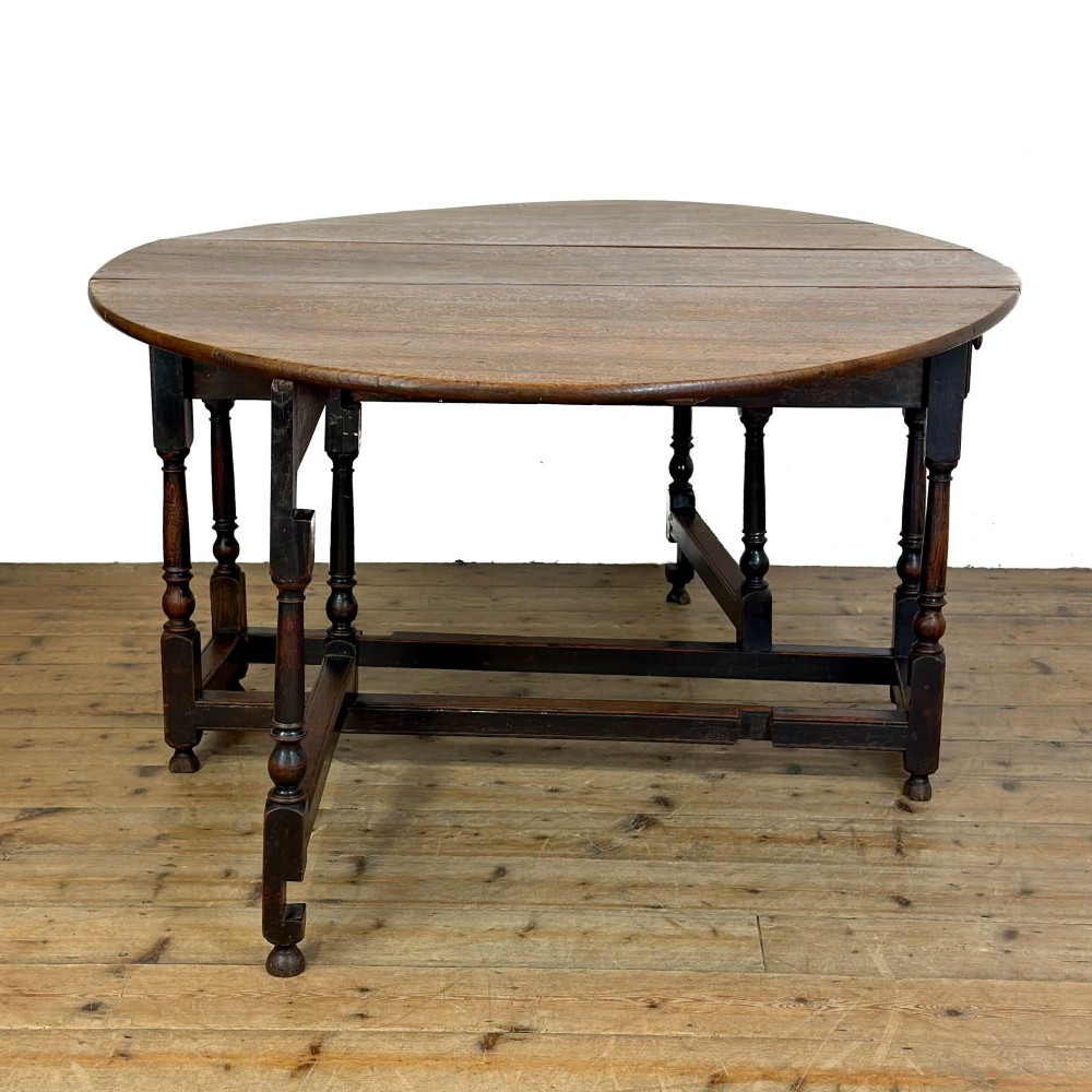 Antique Georgian Oak Gate Leg Dining Table View XV