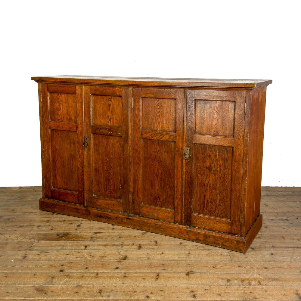 Antique Large Oak School Cupboard View III