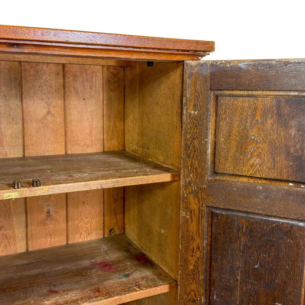 Antique Large Oak School Cupboard View IV