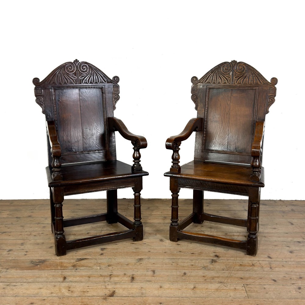 Antique Pair of Wainscot Chairs View II