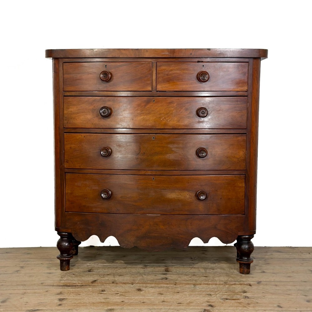Antique Victorian Mahogany Bow Front Chest of Drawers