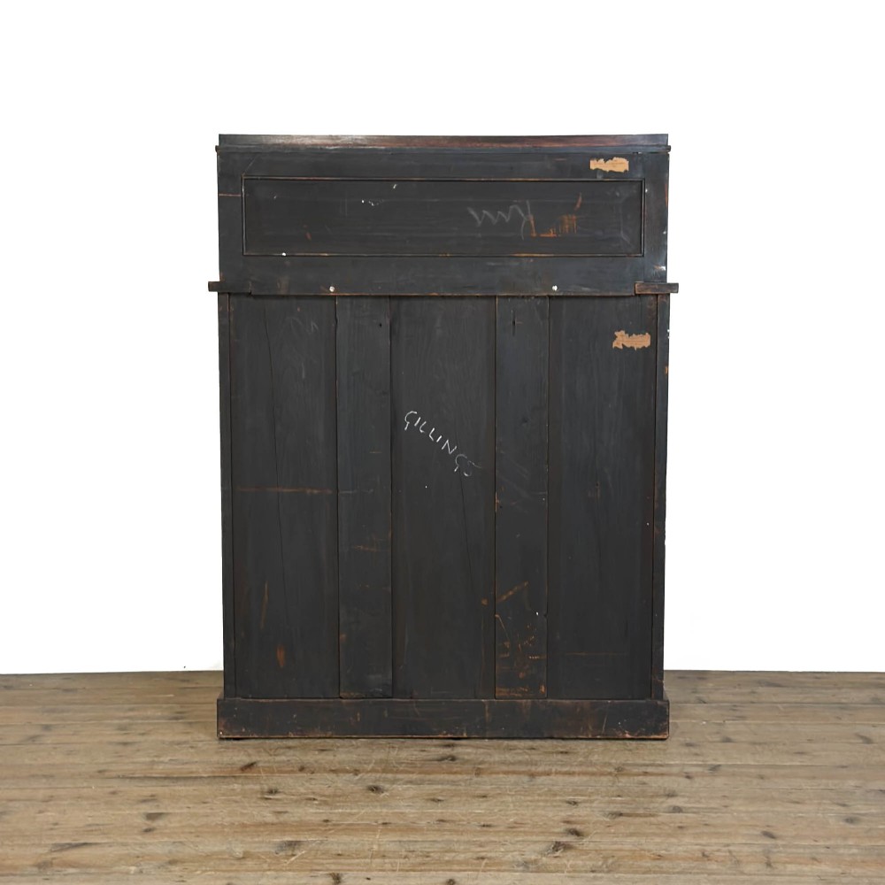 An antique rosewood open bookcase featuring a raised back gallery flanked by turned columns, with three open shelves and a beaded trim. View VII