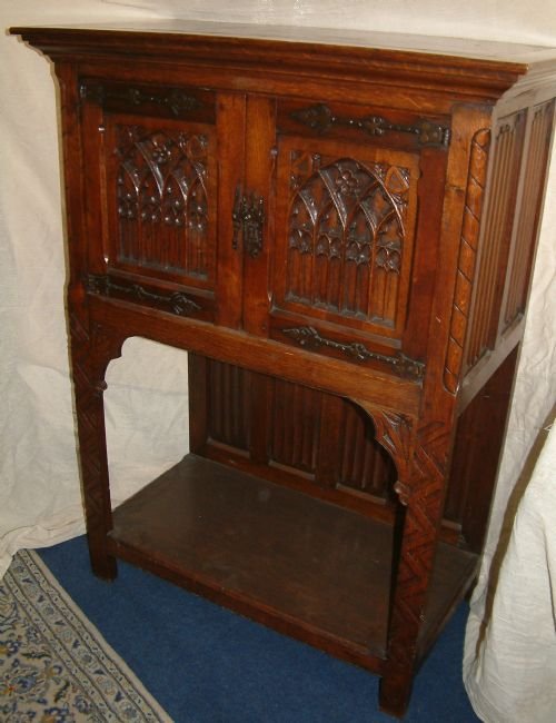 Carved Oak Gothic Cupboard