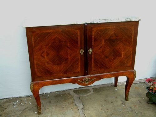Rosewood Inlaid Marble Topped Cupboard
