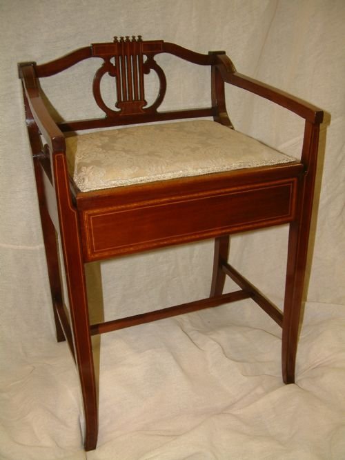 Mahogany Inlaid Piano Stool