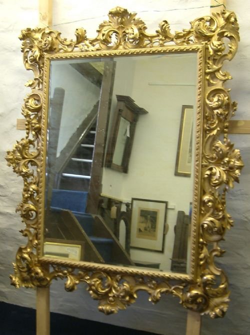Water Guilded Florentine Carved Framed Mirror