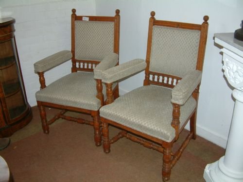 Pair of Oak Gillows Arm Chars