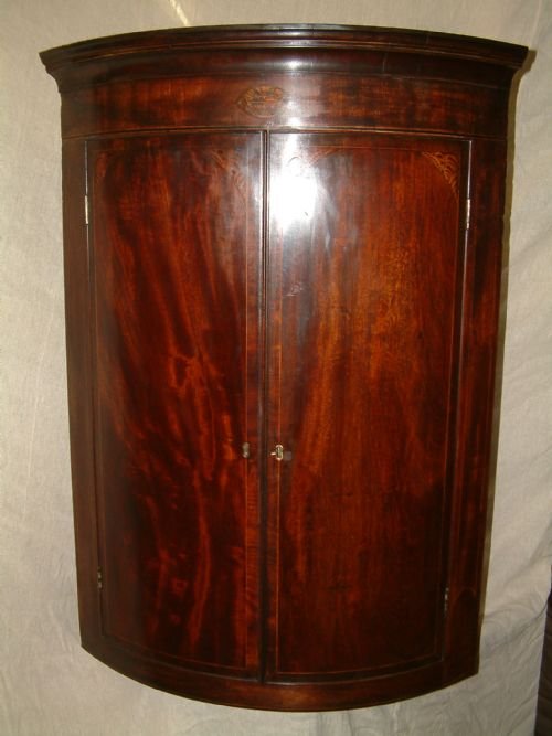 Georg the III Inlaid Mahogany Corner Cupboard