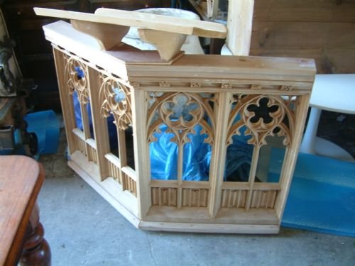 Gothic Painted Pine Panels with Lectern