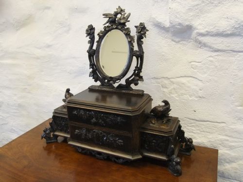 Carved Black Forrest Jewellery Chest with Mirror