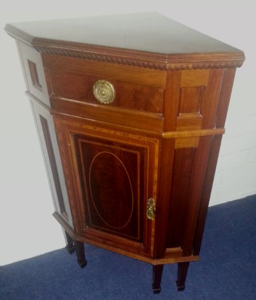 Mahogany Inlaid Corner Cupboard