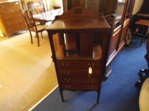 Mahogany Inlaid Music Chest/revolving Bookcase.