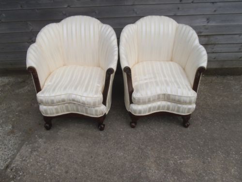 Pair of Shell Backed Arm Chairs