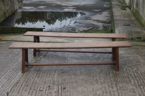 Pair of French Rustic Oak Benches
